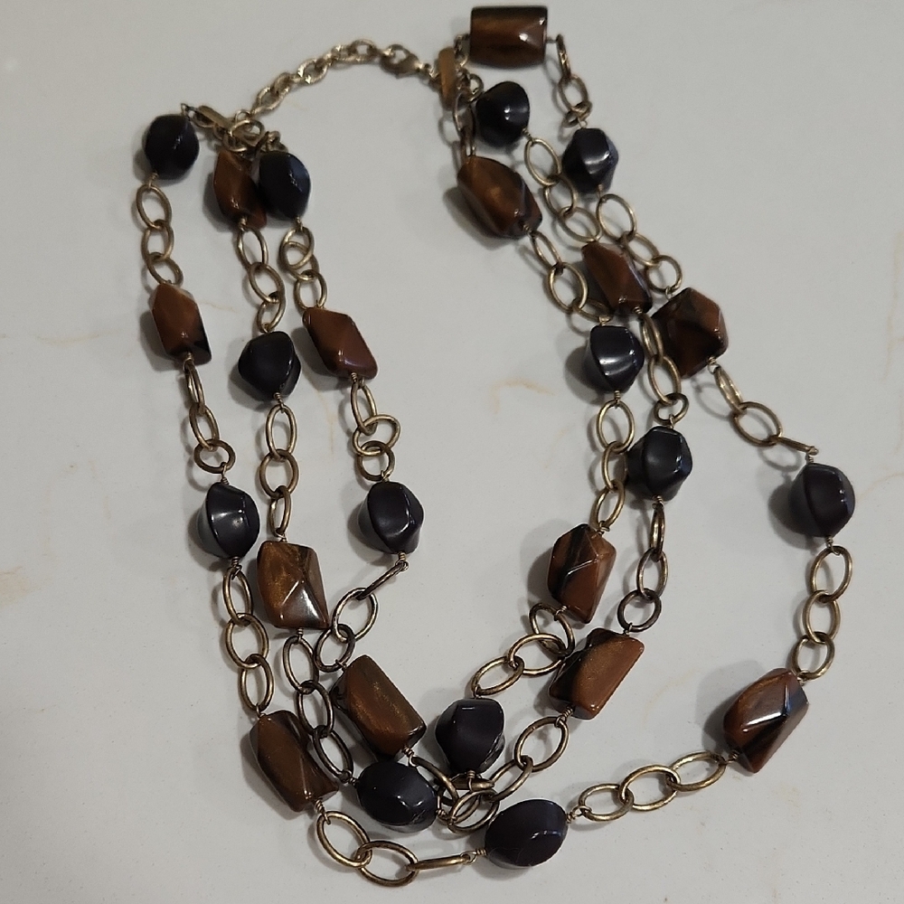Earthy Brown and Black Multi-Strand Necklace